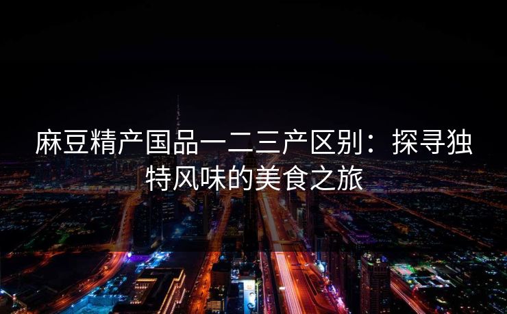 麻豆精产国品一二三产区别:探寻独特风味的美食之旅
