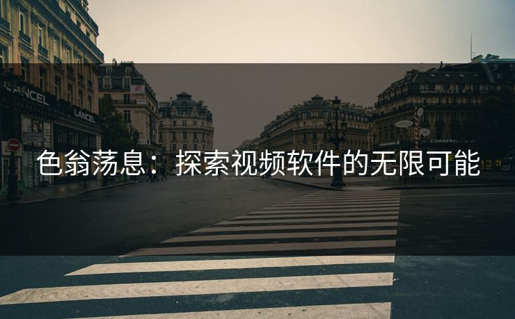 色翁荡息：探索视频软件的无限可能