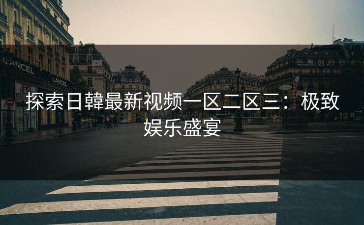 探索日韓最新视频一区二区三：极致娱乐盛宴