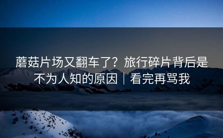 蘑菇片场又翻车了？旅行碎片背后是不为人知的原因｜看完再骂我